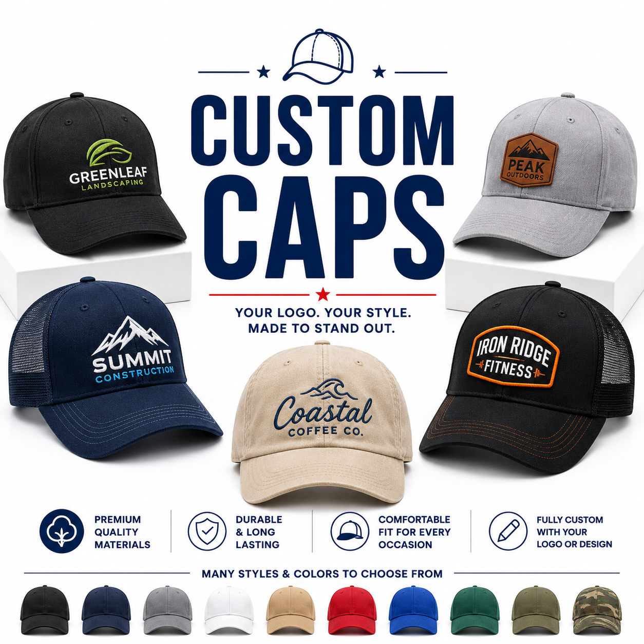 Custom Caps DTF & Embroidery — Best Prices | Image Plus USA