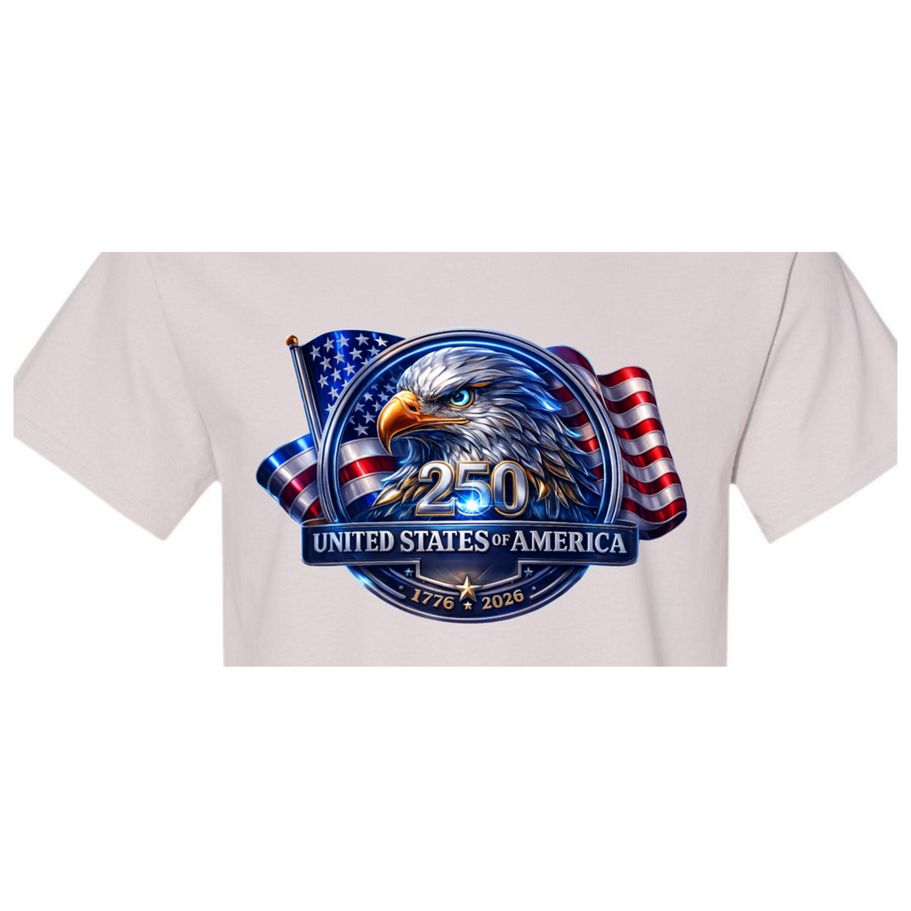 America 250 Shirt 1776–2026 | Modern Patriotic Eagle Badge USA 250 Independence Day T-Shirt