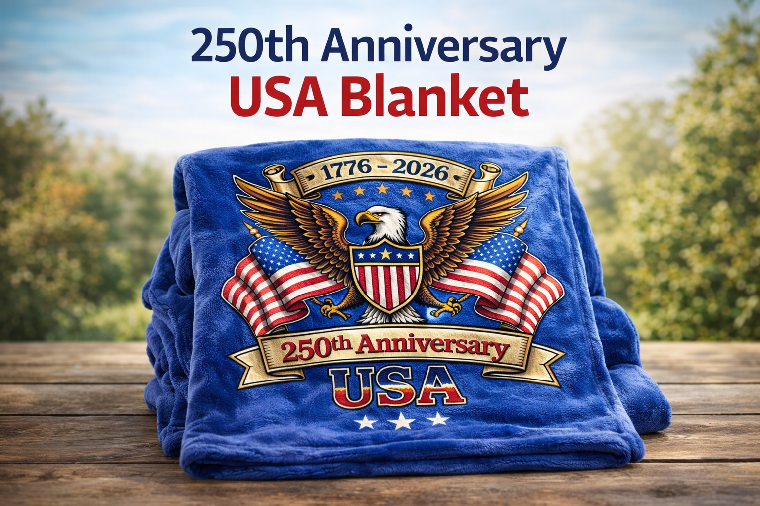 USA 250th Anniversary Blanket – Patriotic Eagle Throw, Independence Day Decor