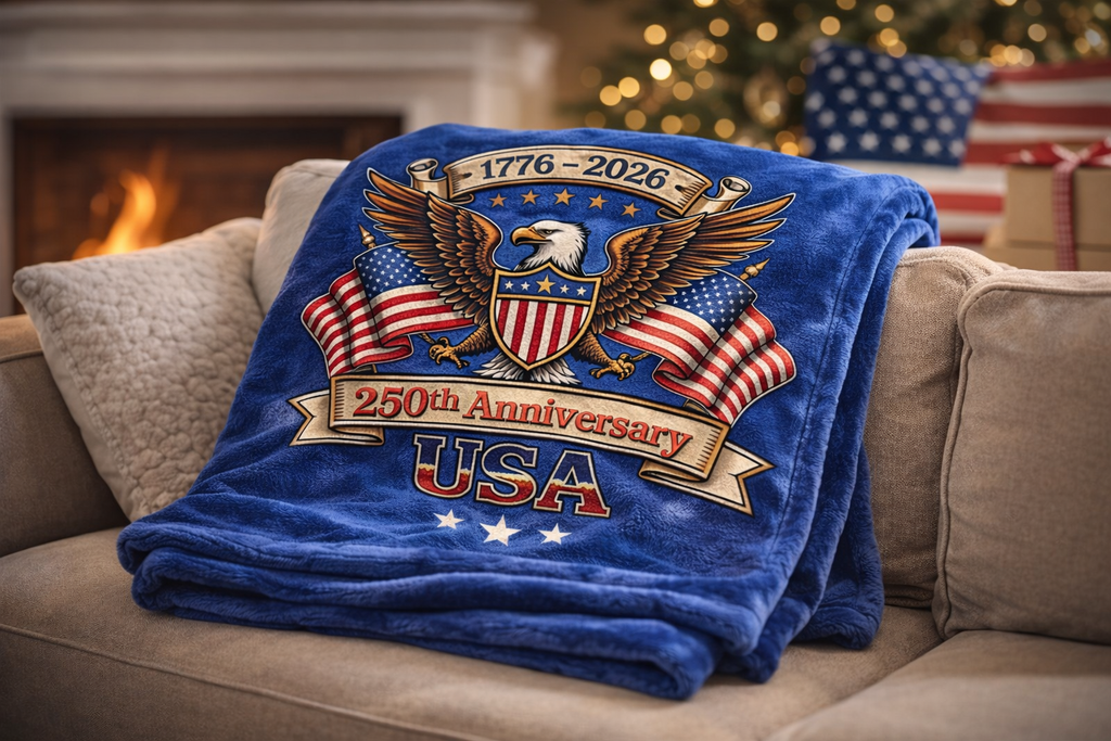 USA 250th Anniversary Blanket – Patriotic Eagle Throw, Independence Day Decor