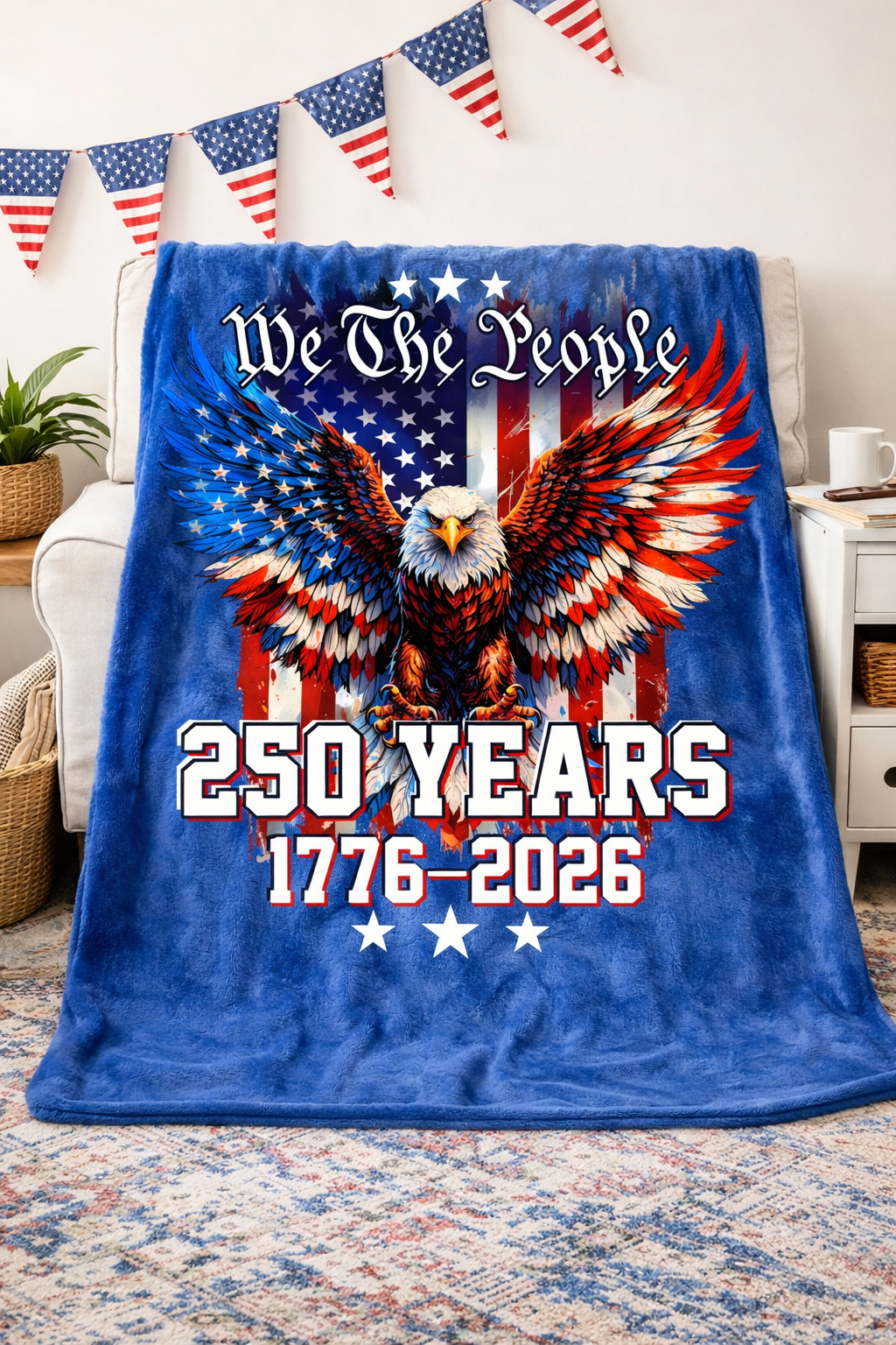 America 250th Anniversary Patriotic Eagle Throw | USA 1776–2026 Home Decor