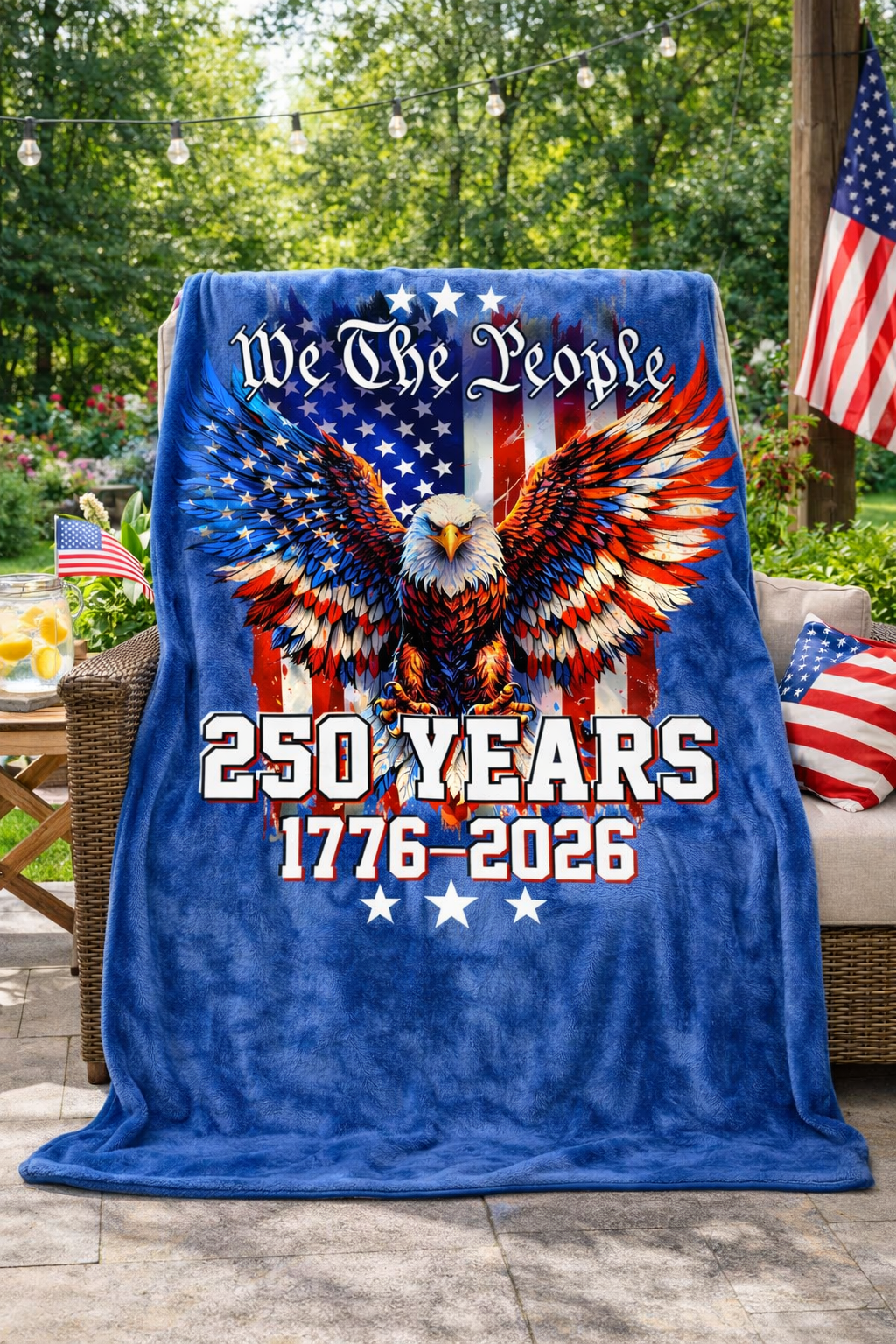 America 250th Anniversary Patriotic Eagle Throw | USA 1776–2026 Home Decor