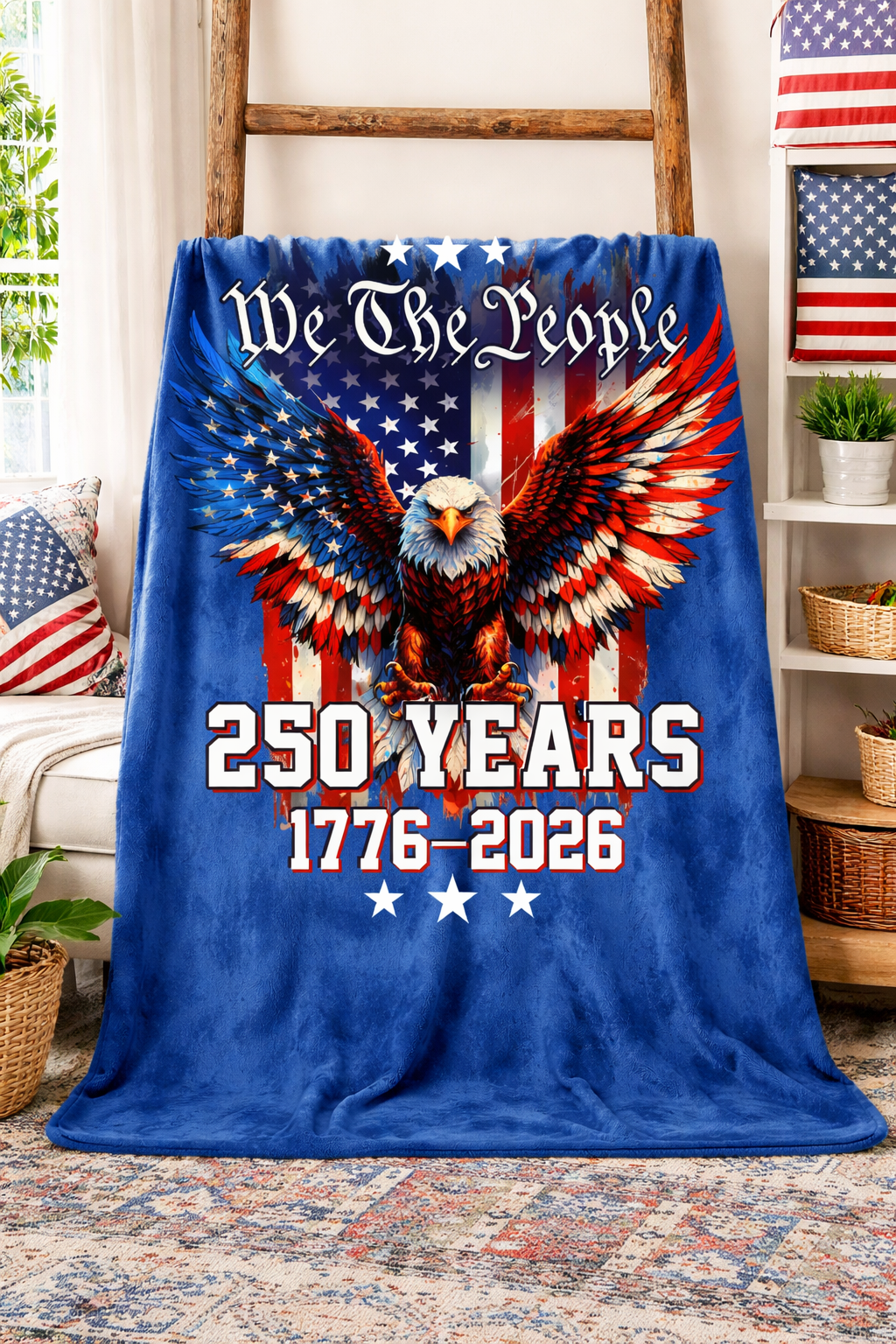 America 250th Anniversary Patriotic Eagle Throw | USA 1776–2026 Home Decor