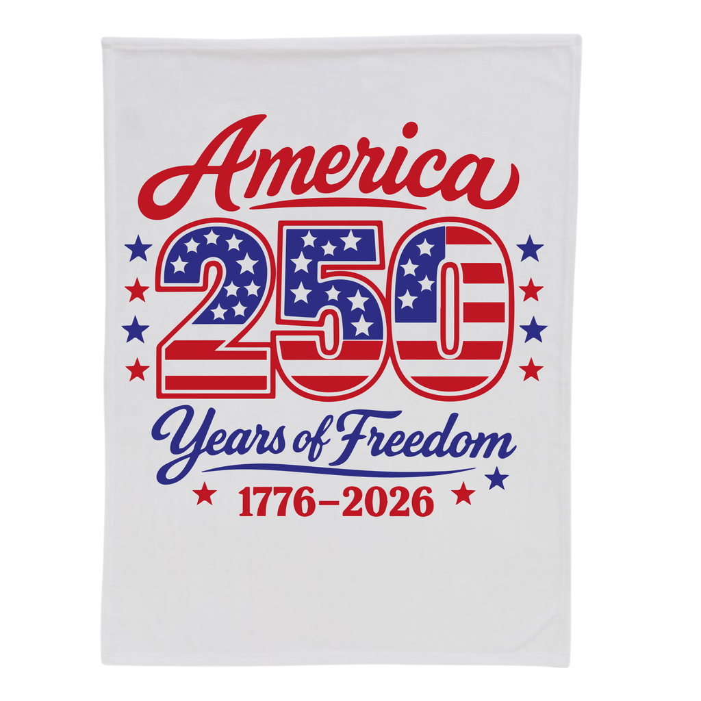 America 250 Patriotic Minky Throw, USA 1776–2026 Freedom Anniversary Gift