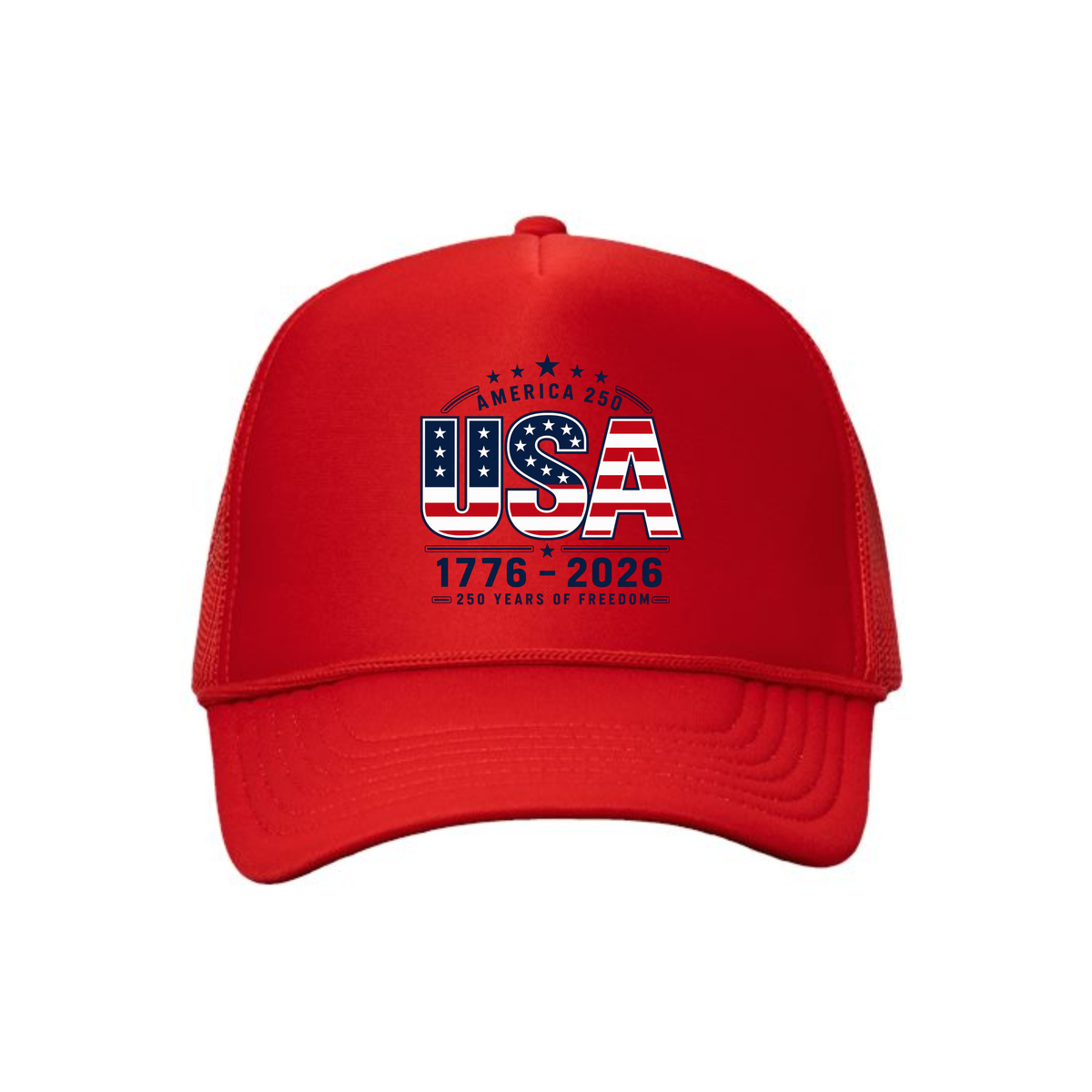 America 250 USA 1776-2026 Red Trucker Hat – 250 Years of Freedom ...