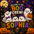 Personalized Boo Crew Minky Blanket Custom Name Halloween Blanket for Kids, Cute Ghost Throw, Spooky Season Gift, 50x60 Blanket