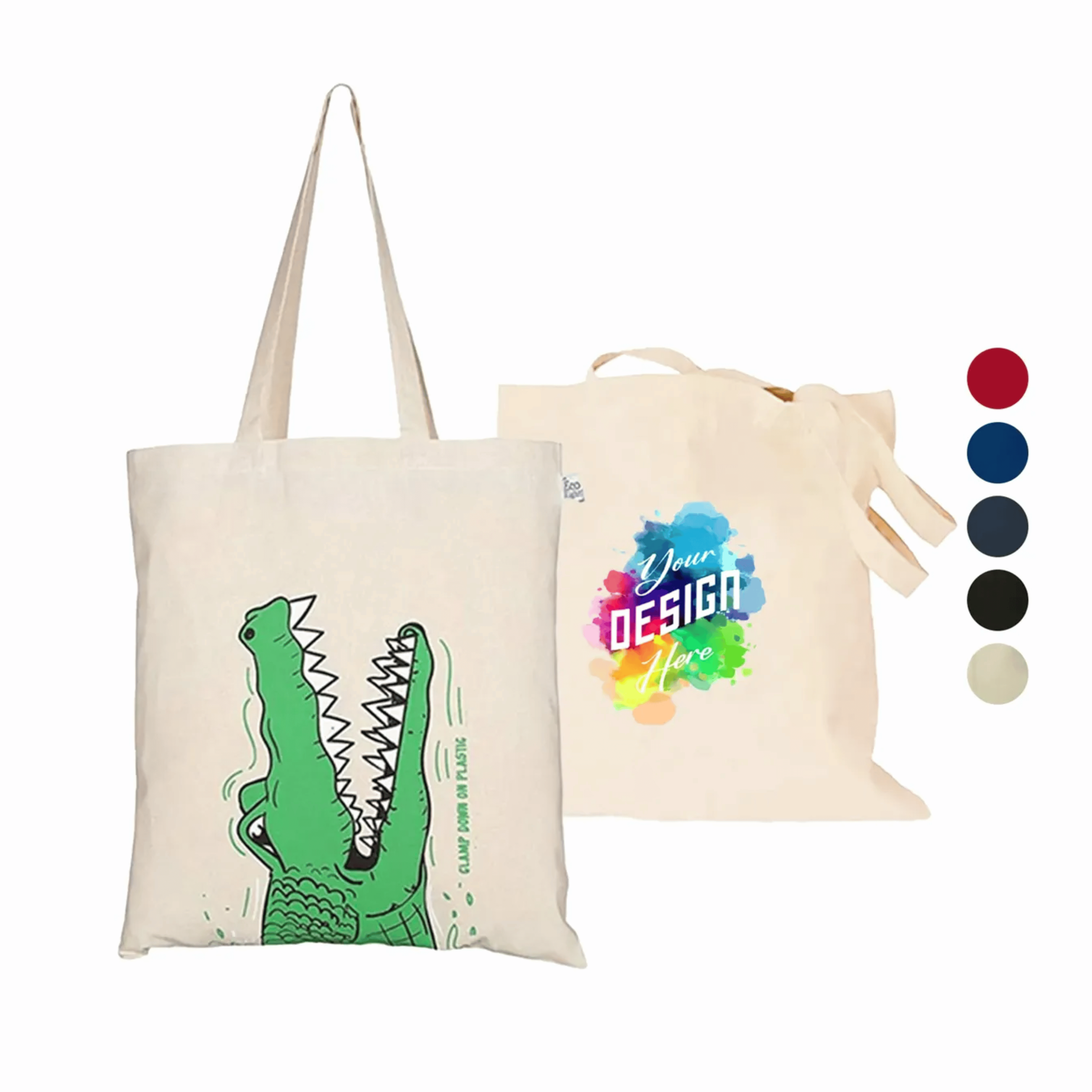 7 Oz. Cotton Canvas Tote Bag USA Decorated (15" X 16")