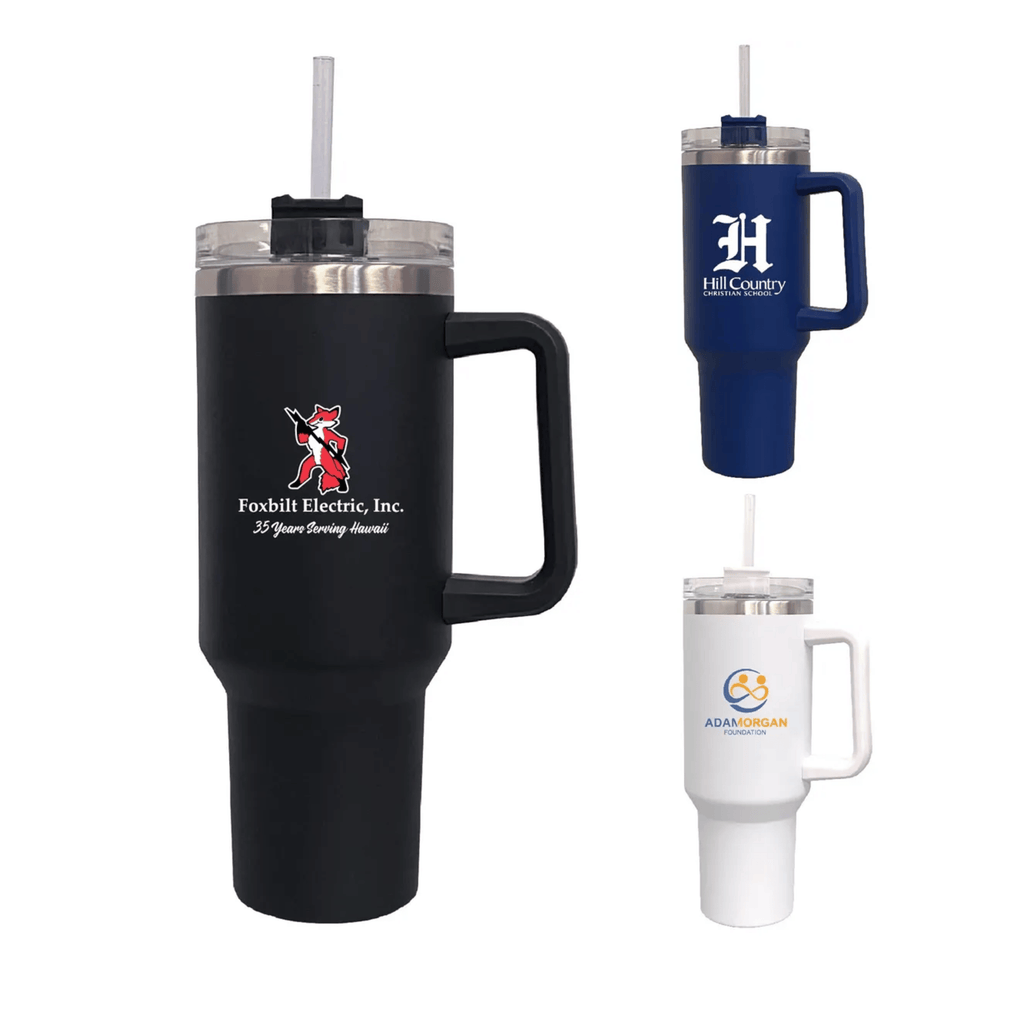 40 oz. Stainless Vacuum Insulated Mug w/ Handle, Lid & Straw