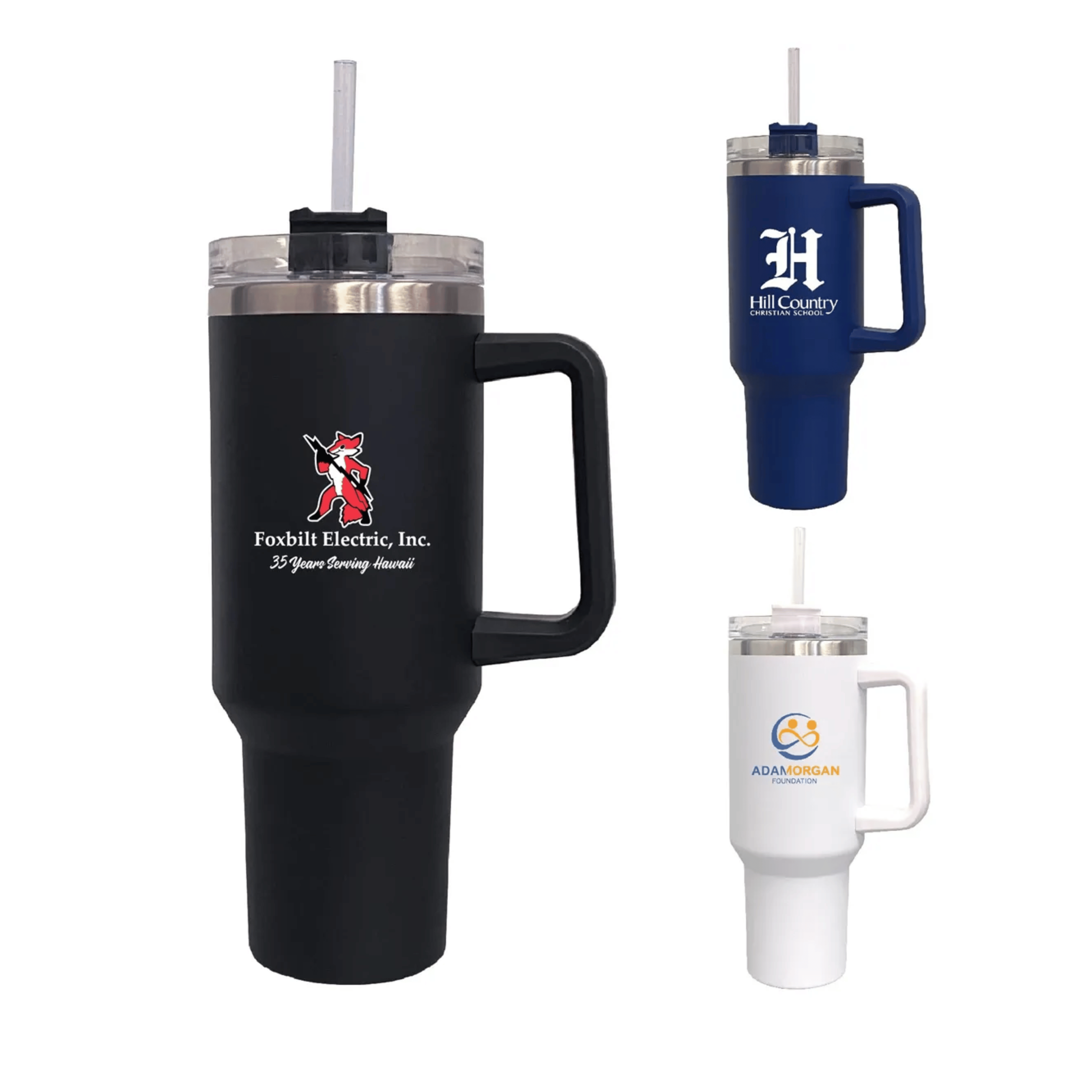 40 oz. Stainless Vacuum Insulated Mug w/ Handle, Lid & Straw
