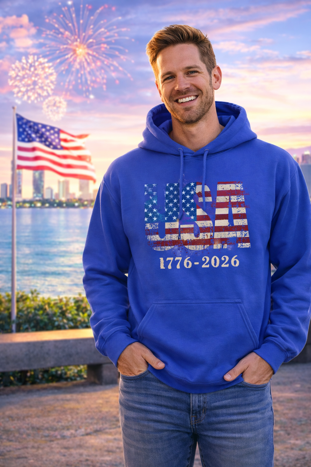 USA 250 Hoodie – 1776-2026 America Anniversary Patriotic Hoodie | Vintage American Flag Hoodie