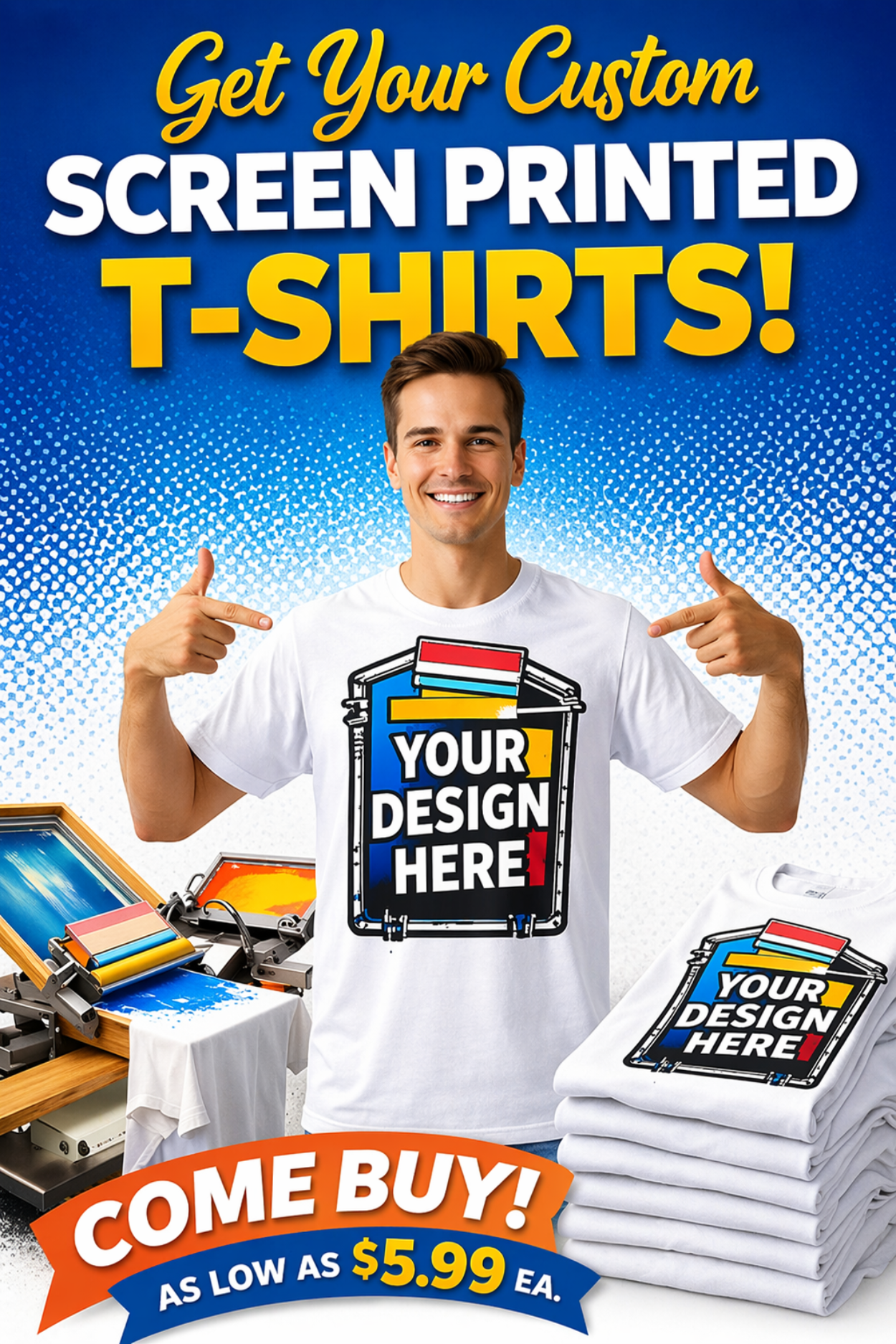 Gildan -Custom Screen-Printed White T-Shirt -G5000. As low as $5.99 ea.