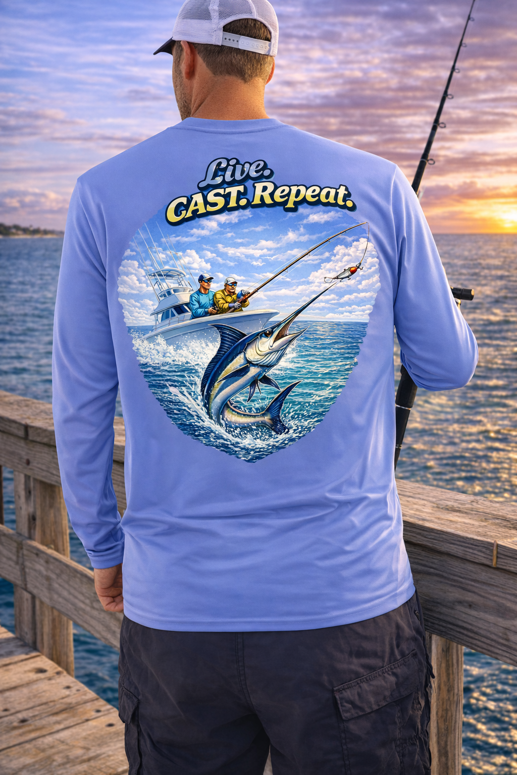 Long Sleeve Performance Fishing Shirt-Live Cast Repeat