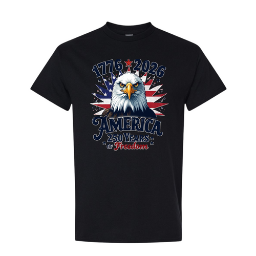 America 250 T-Shirt – Patriotic Eagle, 250 Years of Freedom