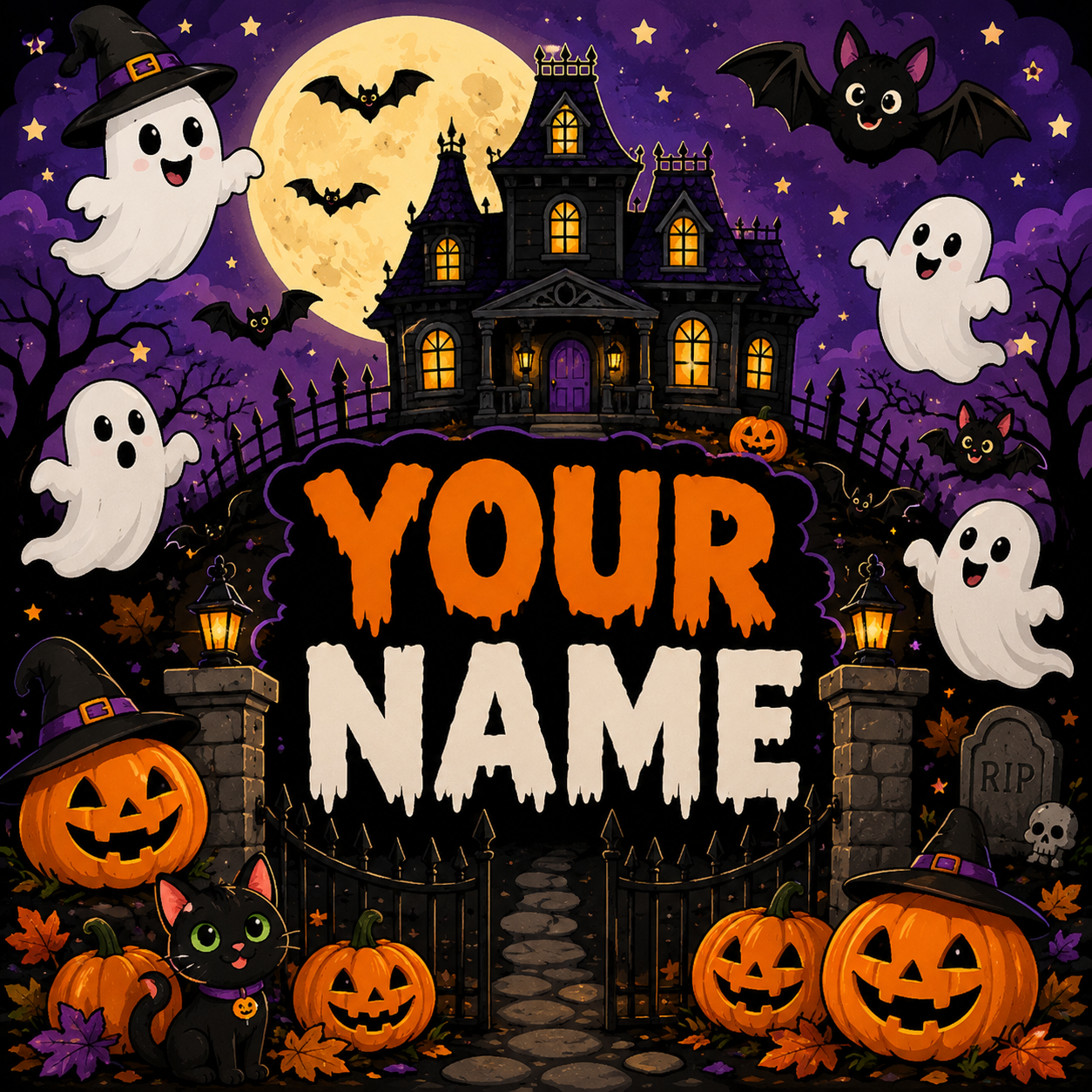 Personalized Haunted House Halloween Minky Blanket, Custom Name Ghost Blanket, Spooky Kids Throw, Halloween Gift for Kids Cozy 50x60 Blanket