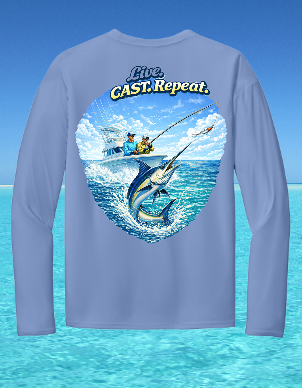 Long Sleeve Performance Fishing Shirt-Live Cast Repeat