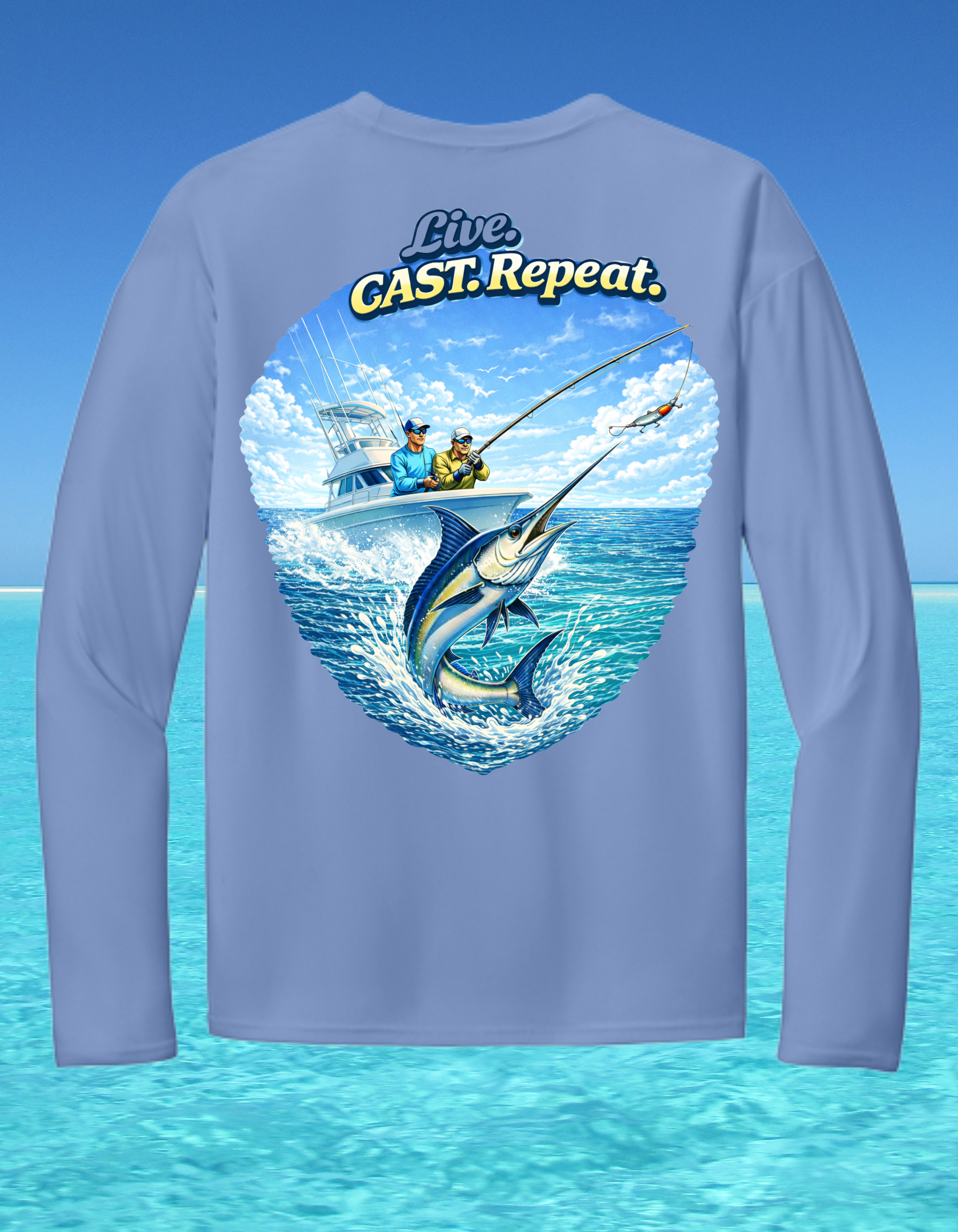 Long Sleeve Performance Fishing Shirt-Live Cast Repeat