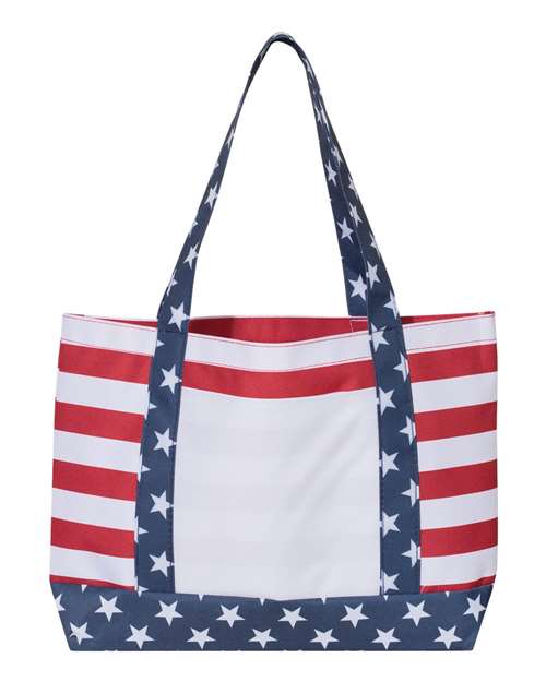 Americana Beach Tote | Stars & Stripes | Custom DTF Printed | OAD5052. As low as $17.99 ea.