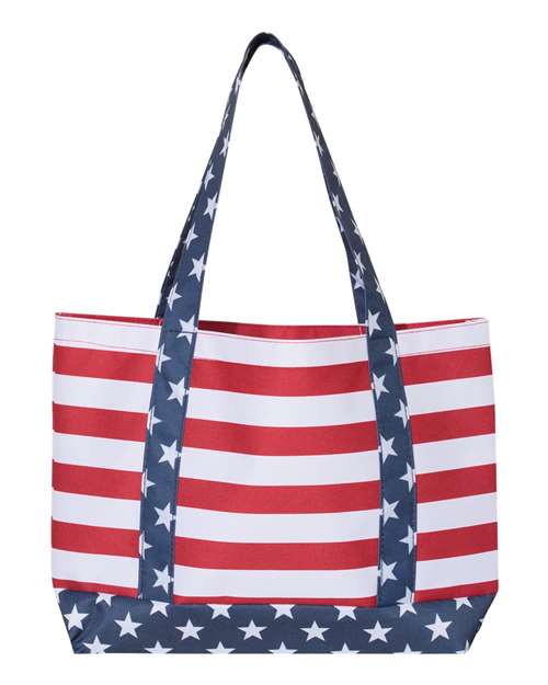 Americana Beach Tote | Stars & Stripes | Custom DTF Printed | OAD5052. As low as $17.99 ea.