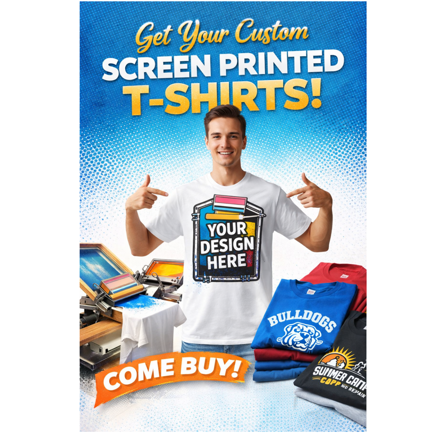 Custom Screen-Printed T-Shirts -Gildan G5000. Bulk Orders - Prices Per Piece - 12 Piece Minimum