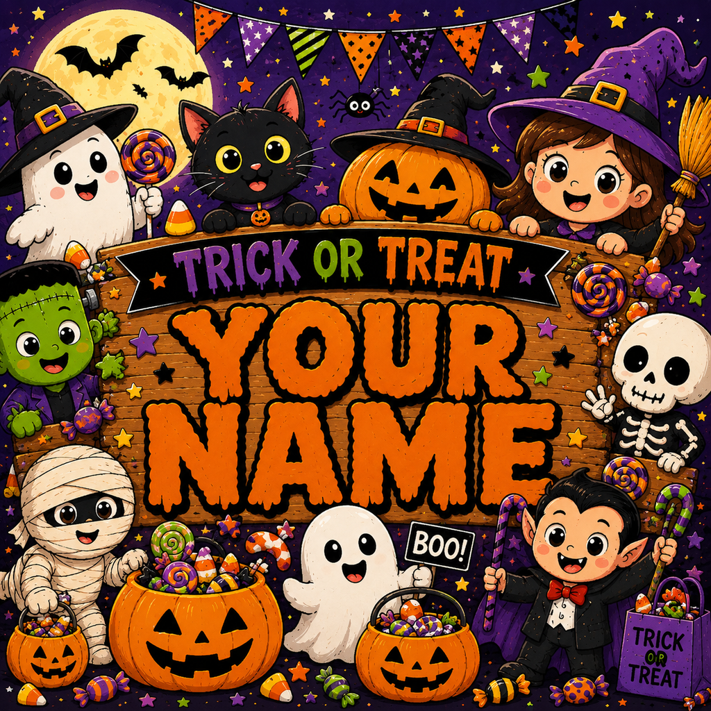 Personalized Trick or Treat Minky Blanket, Custom Name Halloween Blanket, Spooky Kids Throw, Cute Halloween Gift, Cozy 50x60 Blanket