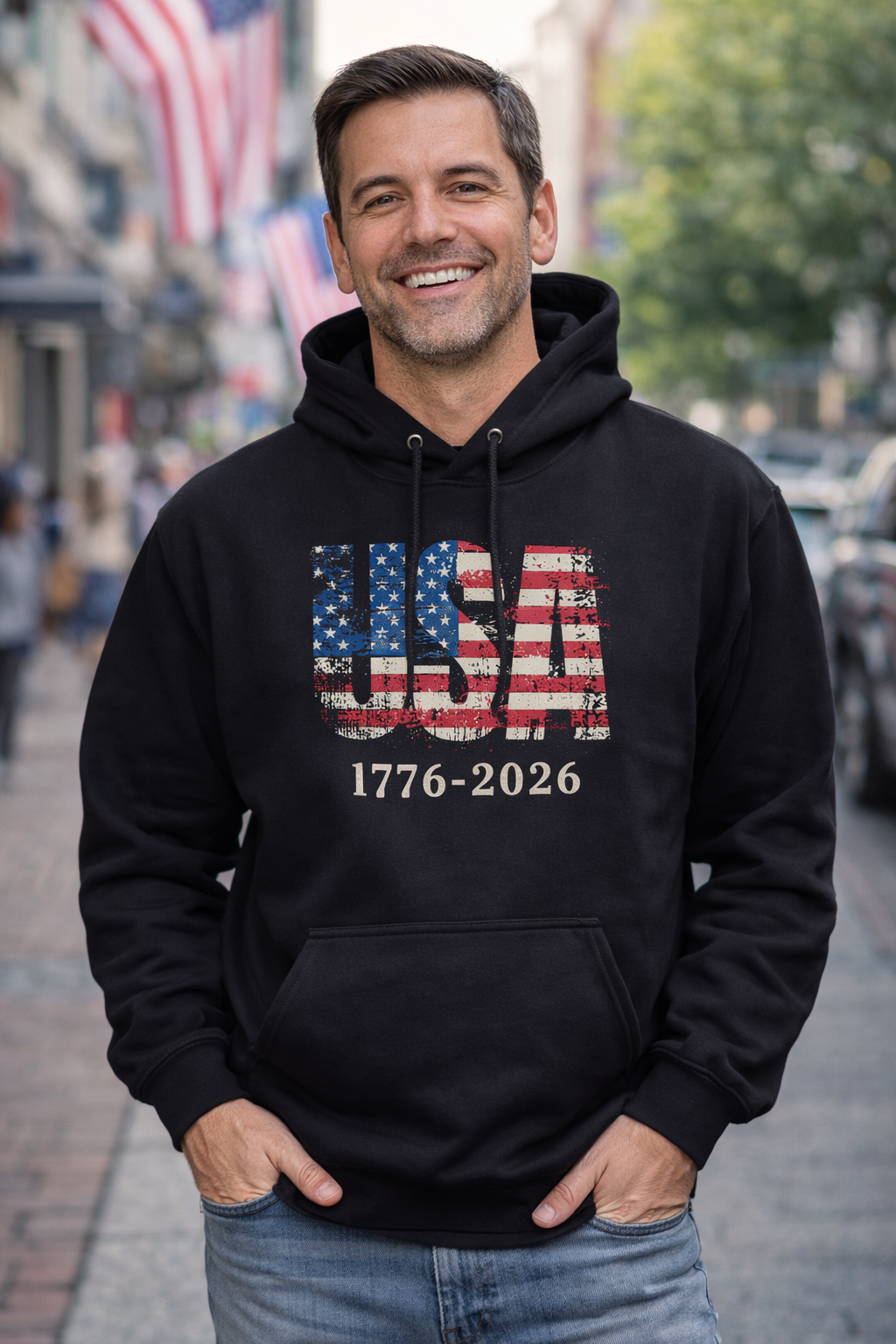 USA 250 Hoodie – 1776-2026 America Anniversary Patriotic Hoodie | Vintage American Flag Hoodie