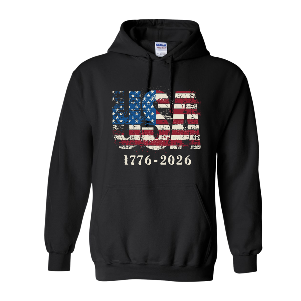 USA 250 Hoodie – 1776-2026 America Anniversary Patriotic Hoodie | Vintage American Flag Hoodie
