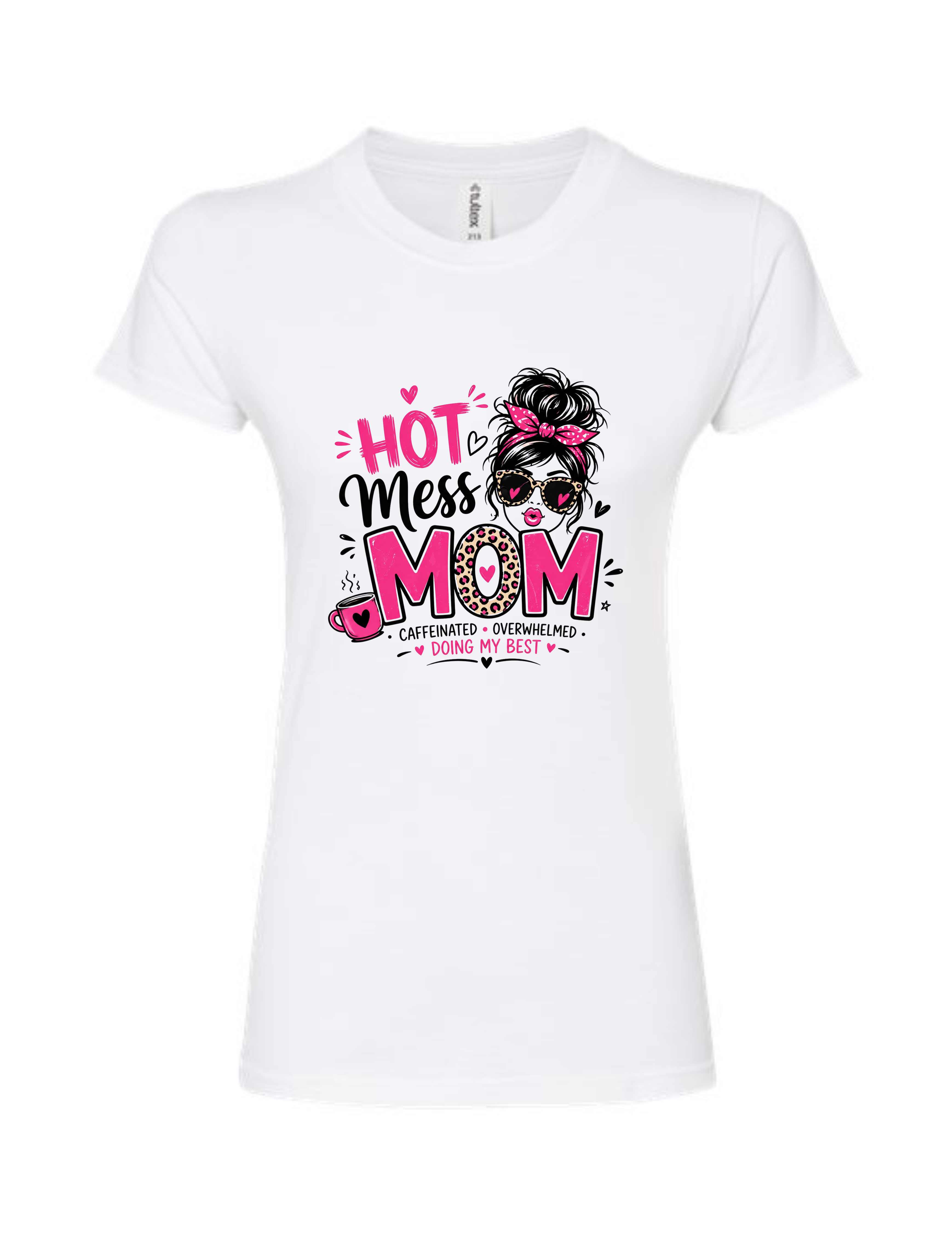 Hot Mess Mom Women's Slim Fit T-Shirt – Caffeinated, Overwhelmed & Doing My Best