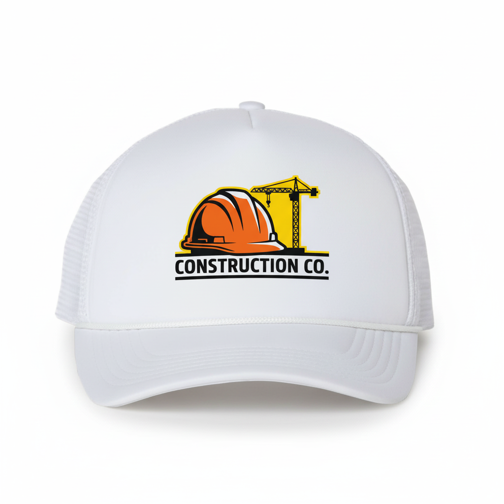 Custom DTF Trucker Cap with Construction Logo