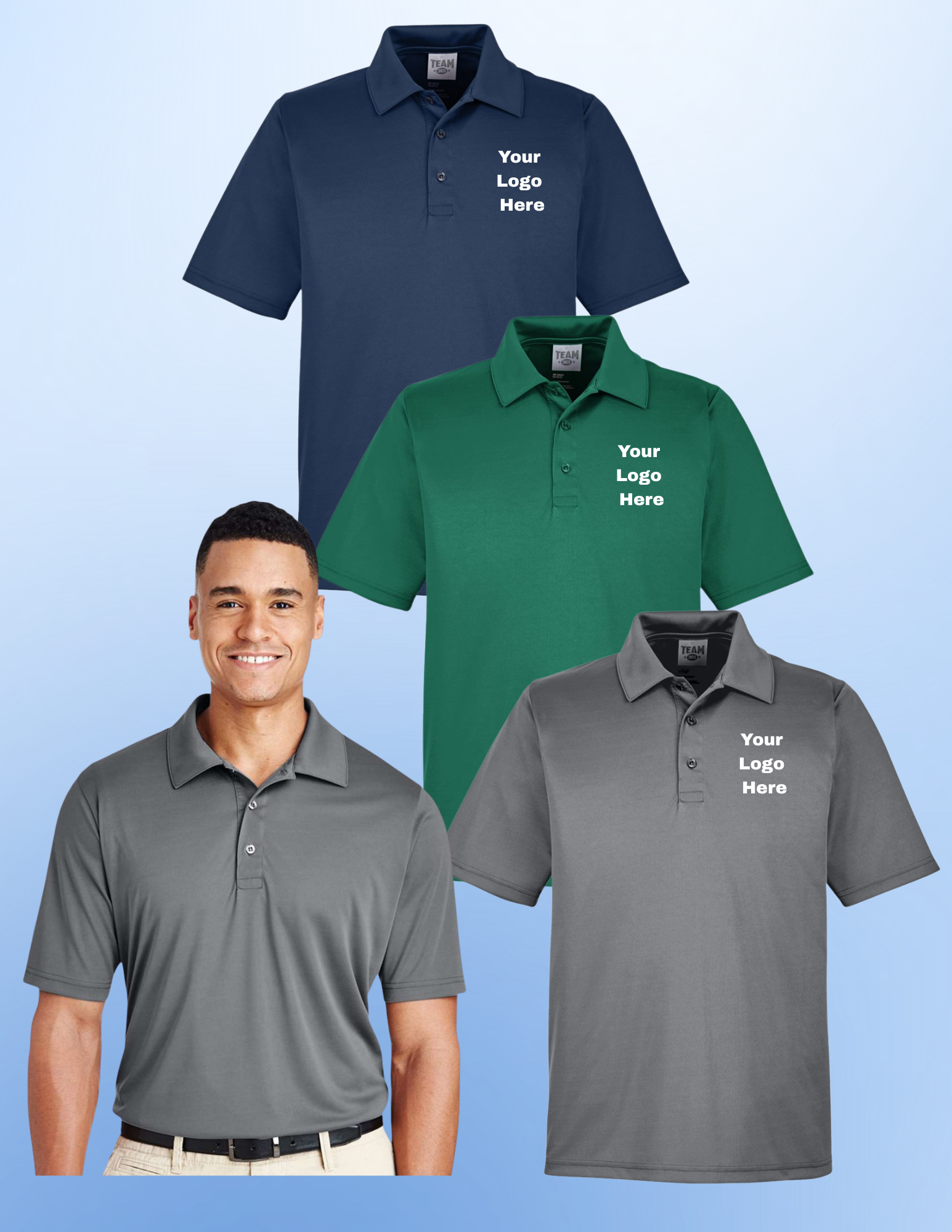 Custom Embroidered Polo Shirts - Team 365 Men's Zone Performance Polo - Prices Per Piece - 12 pc min