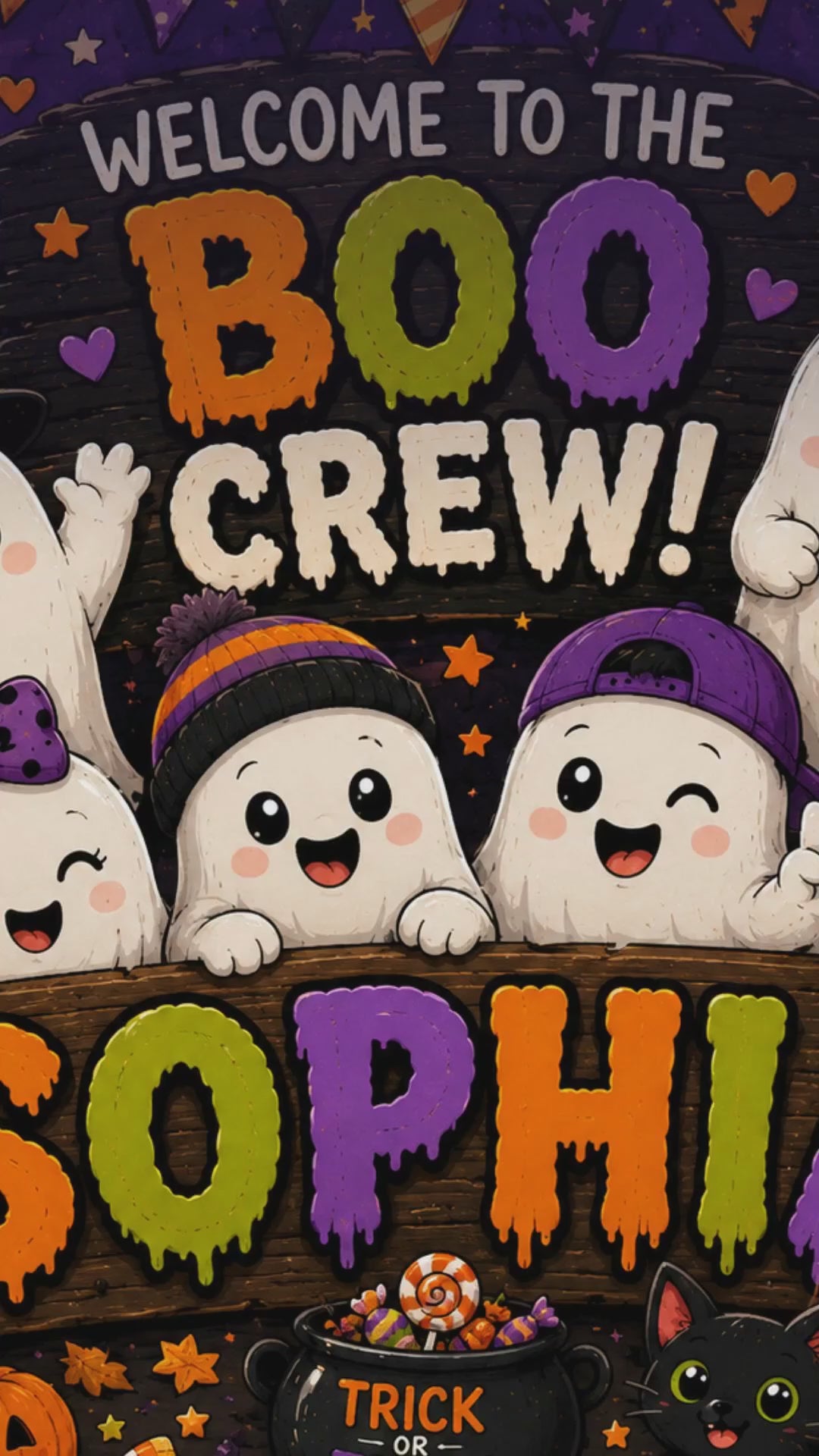 Personalized Boo Crew Minky Blanket Custom Name Halloween Blanket for Kids, Cute Ghost Throw, Spooky Season Gift, 50x60 Blanket